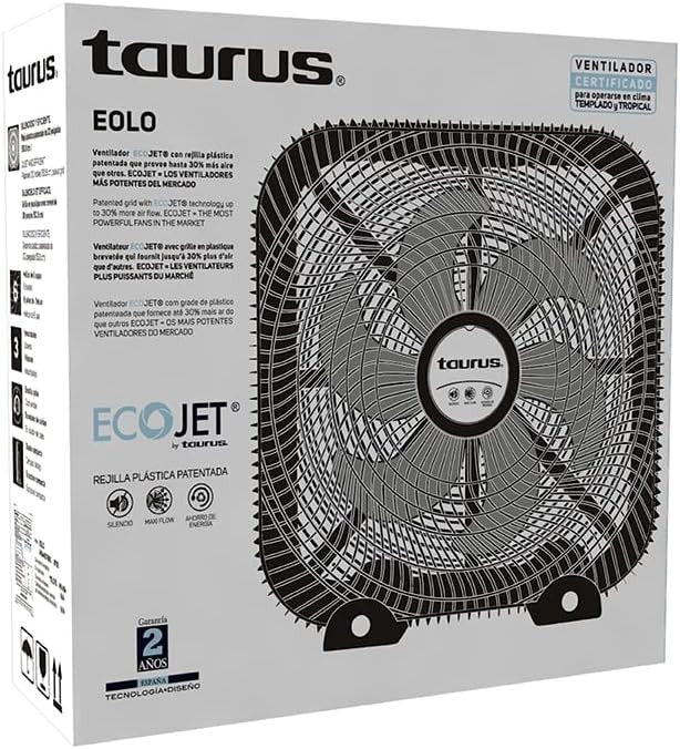 Taurus Ventilador de 20" Piso Silencioso con Rejilla Plástica, Modelo Eolo