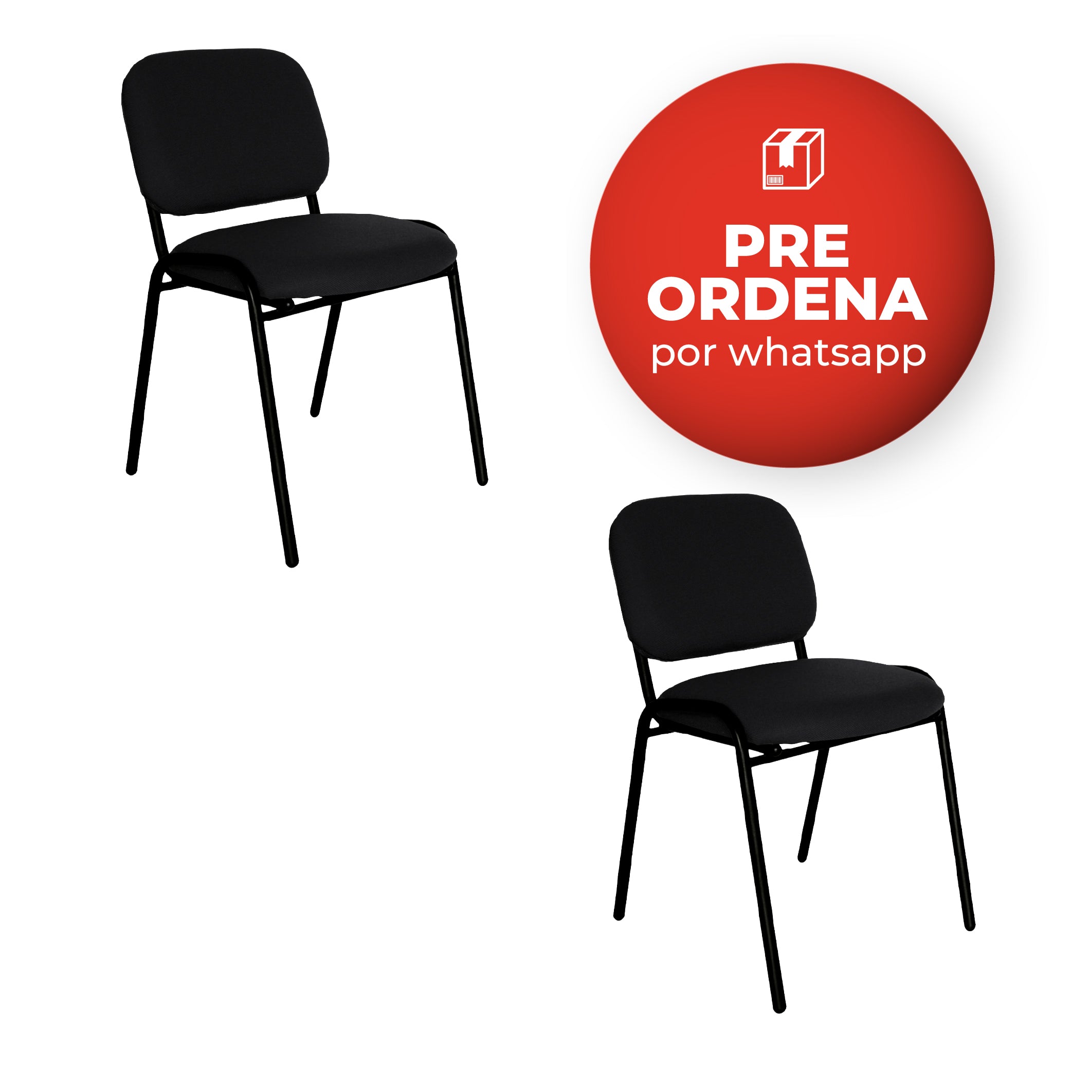 Offiho Set de 2 Sillas de Oficina para Visita Tapiz Personalizable con Estructura de Acero, Modelo ECOVISITA