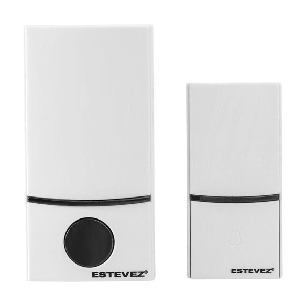 Estevez Timbre Inalámbrico Enchufable Plug In 32 Melodías - Modelo Minimal D885W-BL Negro, Con Control Remoto, Alcance 150m - LuzDeco