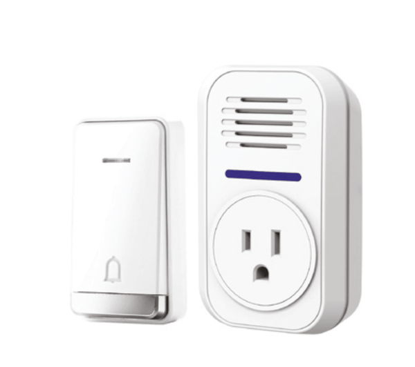 Estevez Timbre Inalámbrico Enchufable Plug In 32 Melodías - Modelo Pin D650W Blanco, Pulsador Autónomo, Alcance 150m- LuzDeco