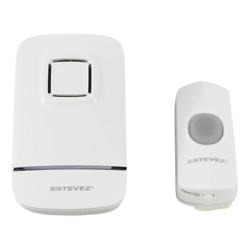 Estevez Timbre Inalámbrico Enchufable Plug In 32 Melodías - Modelo Unique D649W-BL Blanco, Con Control Remoto, Alcance 150m - LuzDeco