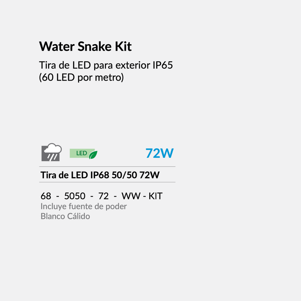 Tira de Luz LED Estevez 68-5050-72-WW-KT de 72W para Exterior IP65 - Blanco Cálido (5 Metros) - LuzDeco