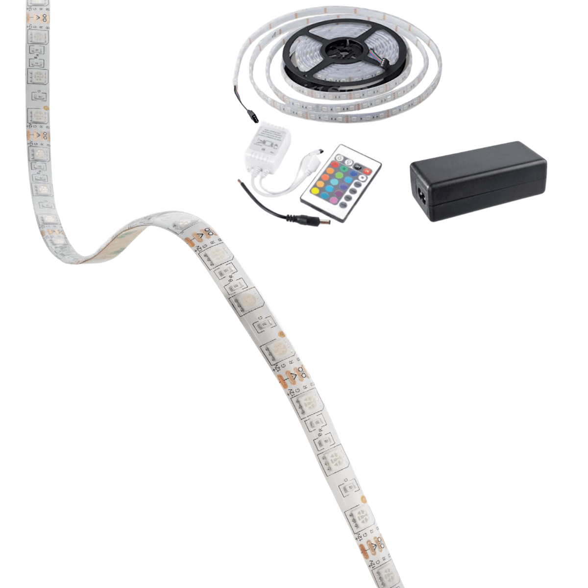 Tira de Luz LED RGB Estevez 68-5050-72RGB-KT de 72W para Exterior IP65 - Multicolor (5 Metros) con Control Remoto - LuzDeco