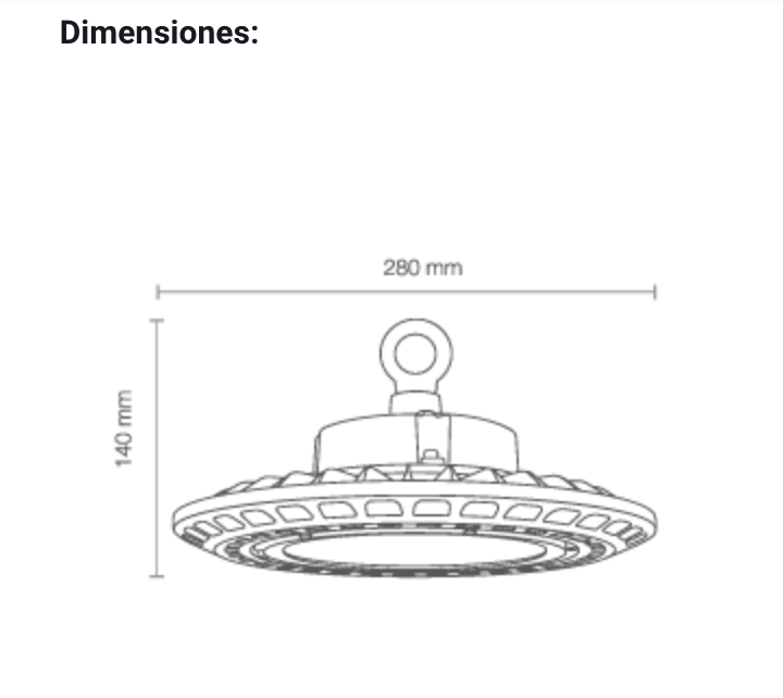Ipsa Luminario Industrial para uso Interior de 100 W, Modelo HB-UFOLED/100W - LuzDeco