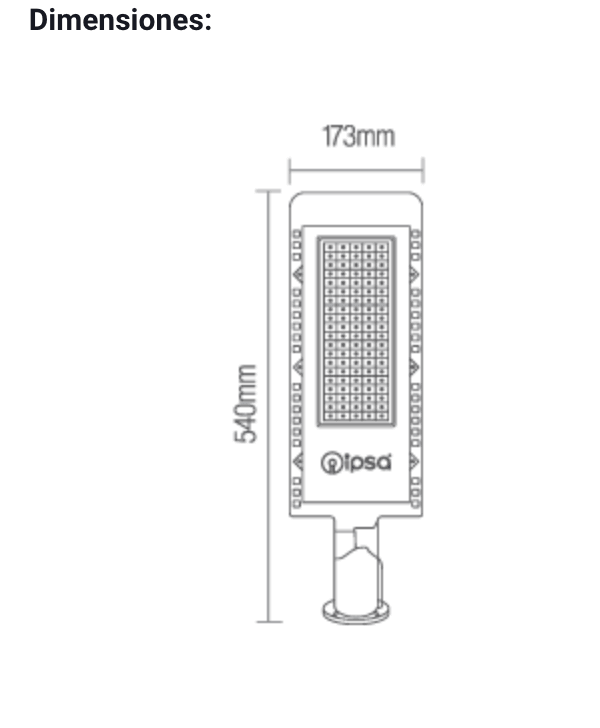 Ipsa Luminario Suburbana Vial para Uso Exterior de 100W, Modelo LUVI-LED/100W/65 - LuzDeco