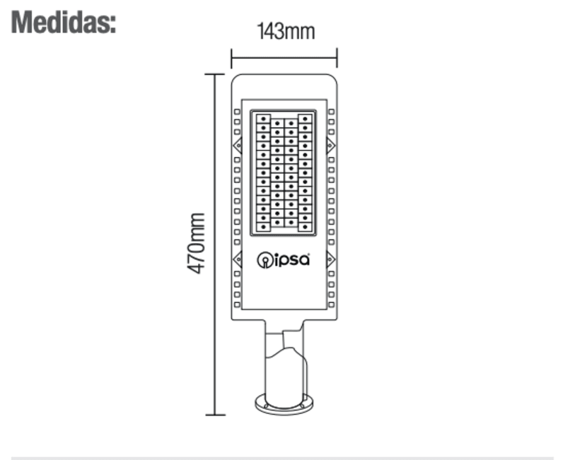 Ipsa Luminario Suburbana Vial para Uso Exterior de 50W , Modelo LUVI-LED/50W/65 - LuzDeco
