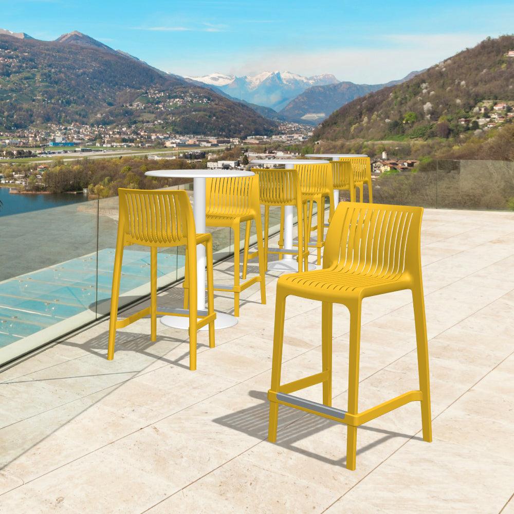 Lagoon Banco de Barra Tipo Ratan en Varias Alturas Apto para Exterior e Interior con Protección UV, Modelo Milos 7203B - LuzDeco