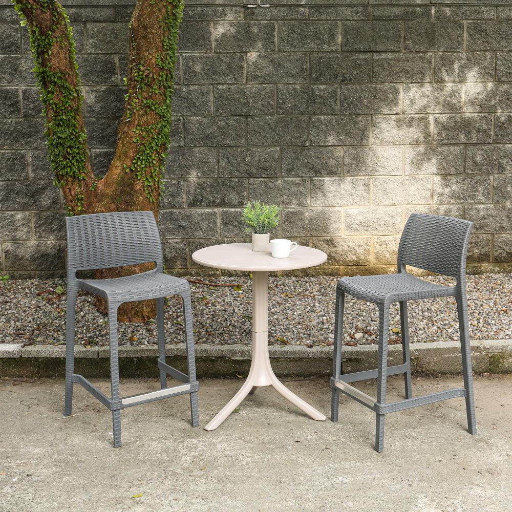 Lagoon Banco de Barra Tipo Ratan en Varias Alturas Apto para Exterior e Interior con Protección UV, Modelo Rue 7036 - LuzDeco