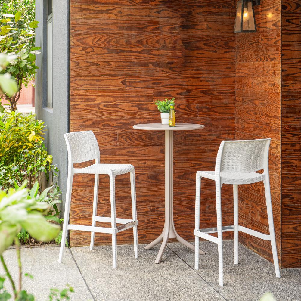 Lagoon Banco de Barra Tipo Ratan en Varias Alturas Apto para Exterior e Interior con Protección UV, Modelo Rue 7036 - LuzDeco