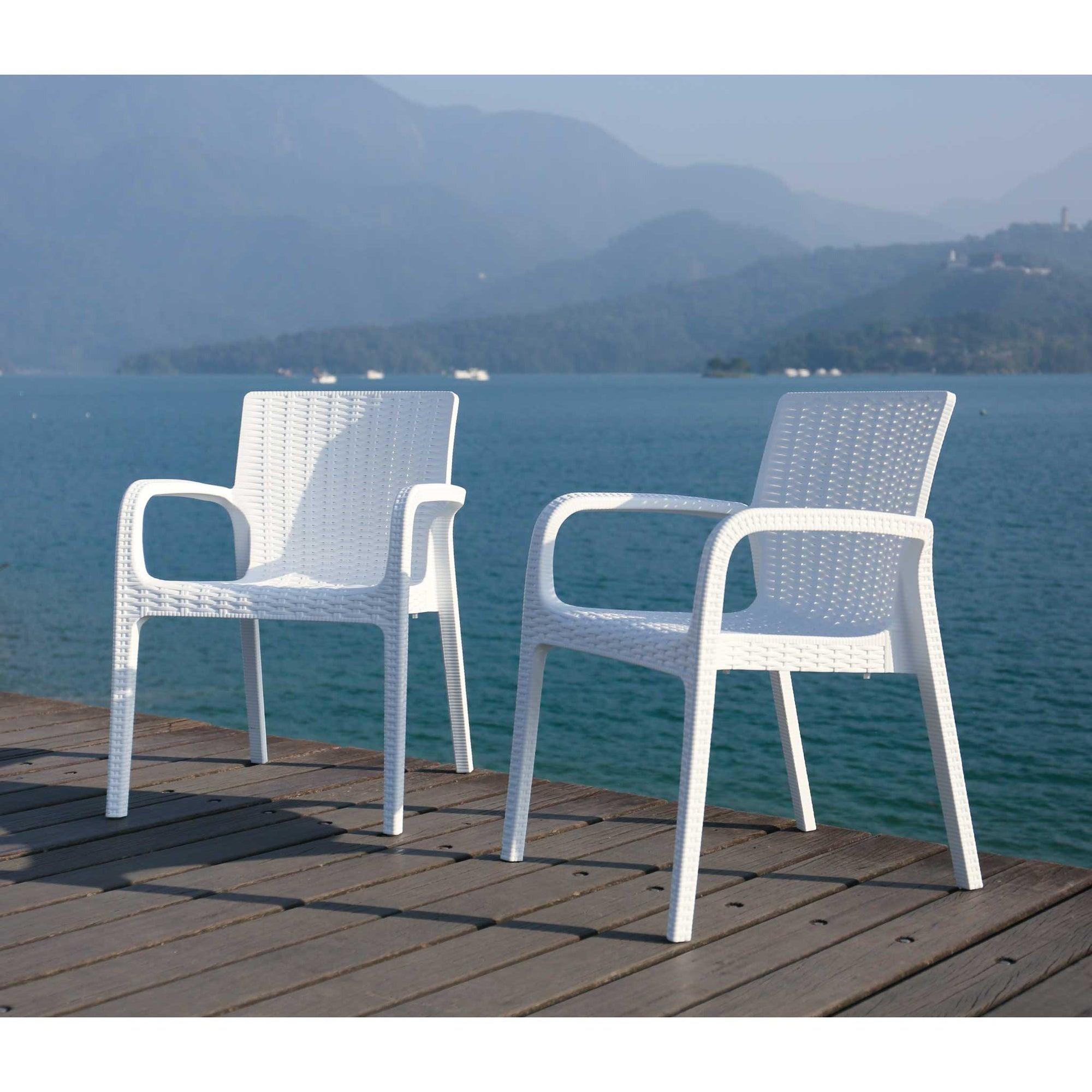 Lagoon Set de 2 Sillas de Comedor Tipo Ratán para Interior y Exterior con Protección Solar UV, Modelo Koppla 7027 - LuzDeco