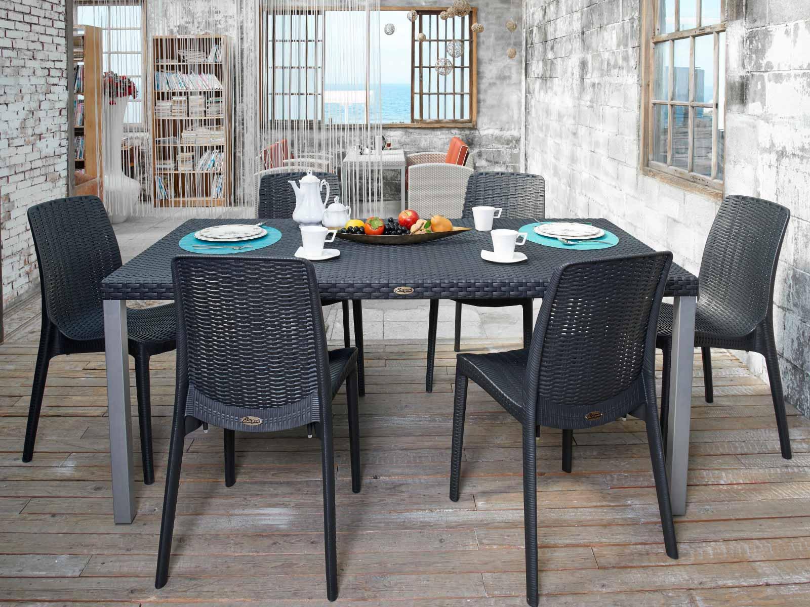 Lagoon, Silla Rue 7025, Silla de comedor, silla de comedor para exterior, silla de comedor para interior, Muebles de rattan sintetico, Mobiliario de terraza, Diseño de ratan, Resistente a los rayos UV, Muebles resistentes a los rayos UV, Muebles de mimbre