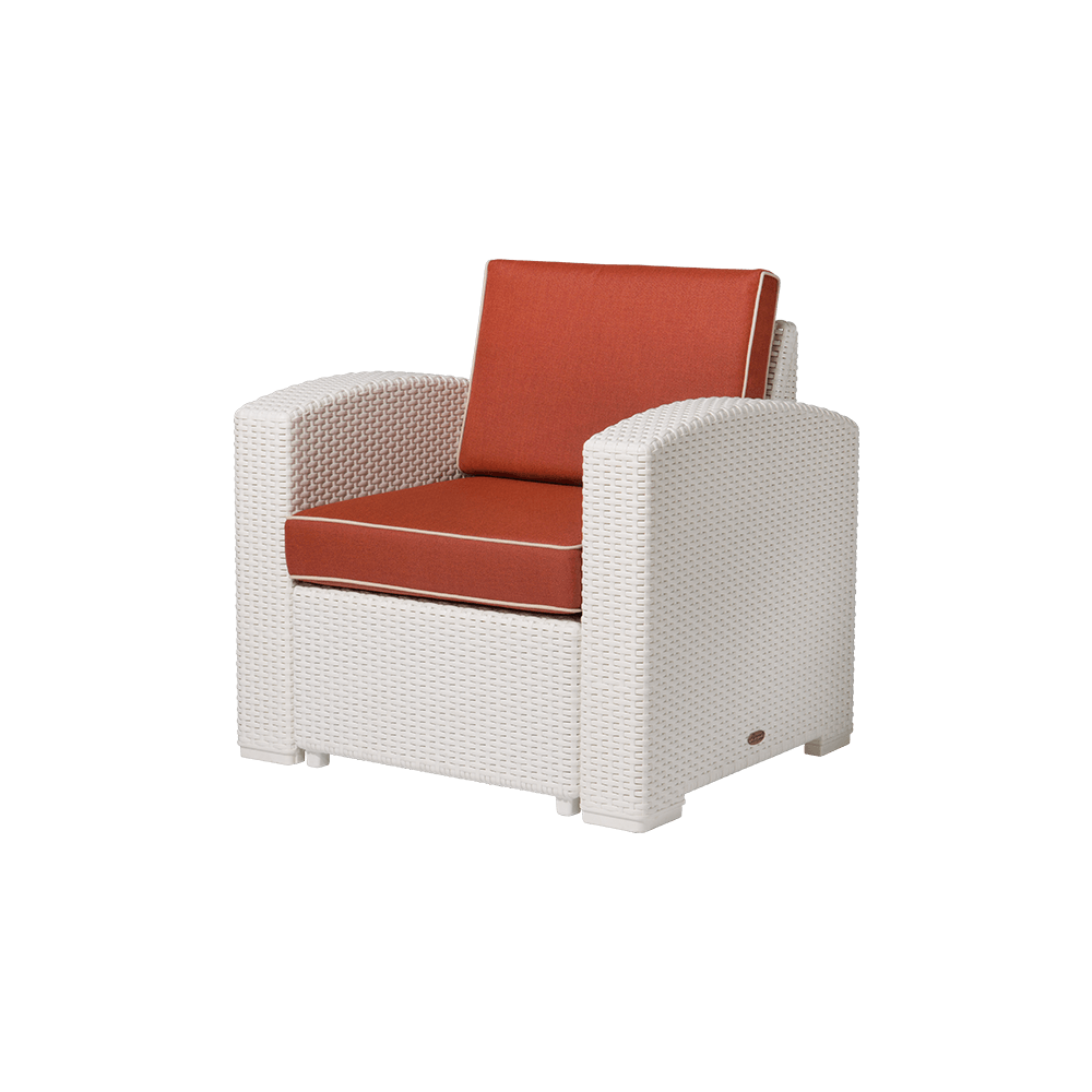 Lagoon, Magnolia 7023CC, Sillón individual, Sillón de rattan, Sillón para exterior, Sillón apto para exterior, Sillón de jardín, Rattan sintético, Cojín resistente a la intemperie, Mobiliario de terraza, Estilo contemporáneo, Comodidad exterior.