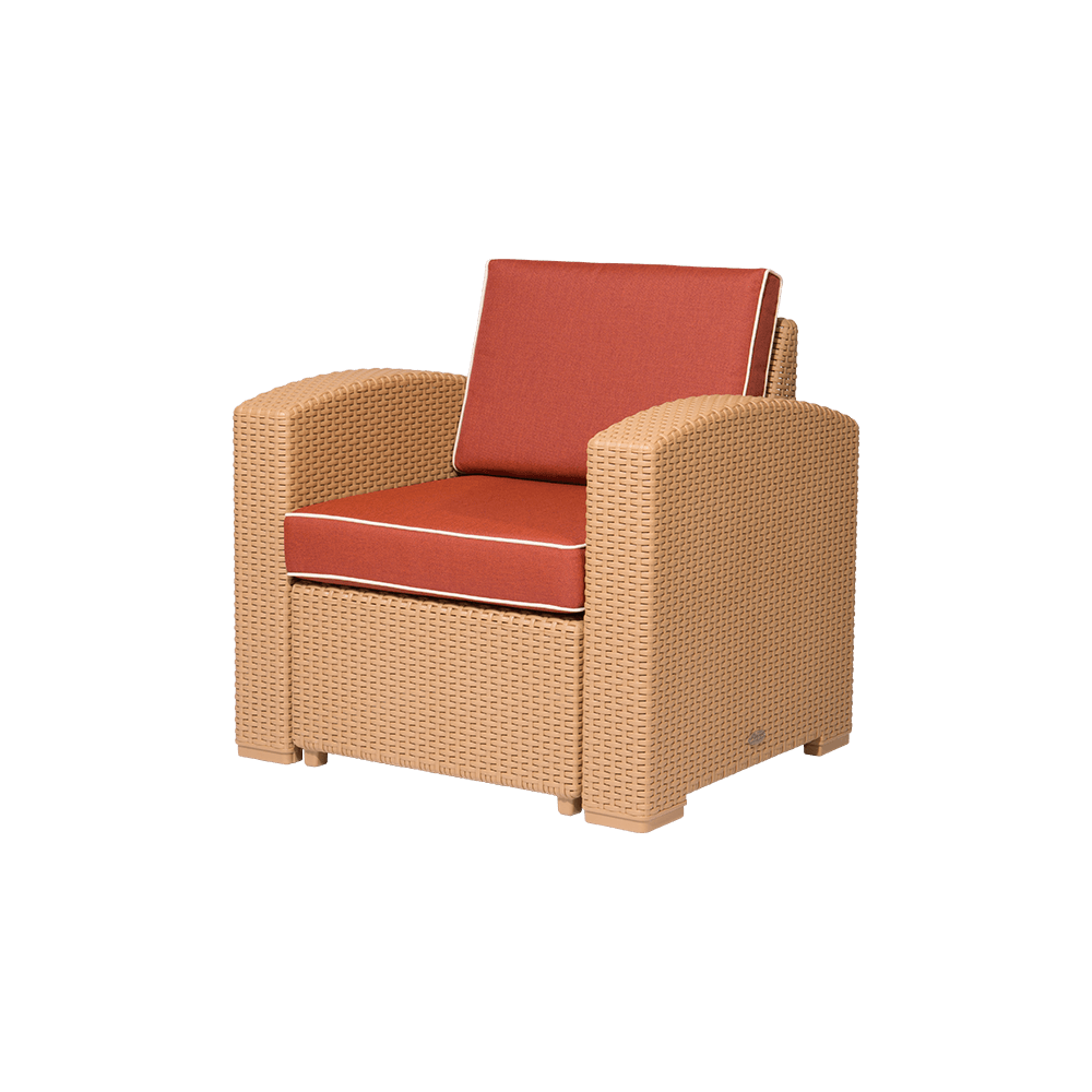 Lagoon, Magnolia 7023CC, Sillón individual, Sillón de rattan, Sillón para exterior, Sillón apto para exterior, Sillón de jardín, Rattan sintético, Cojín resistente a la intemperie, Mobiliario de terraza, Estilo contemporáneo, Comodidad exterior.