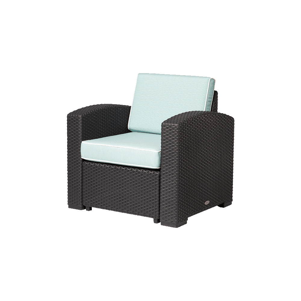 Lagoon, Magnolia 7023CC, Sillón individual, Sillón de rattan, Sillón para exterior, Sillón apto para exterior, Sillón de jardín, Rattan sintético, Cojín resistente a la intemperie, Mobiliario de terraza, Estilo contemporáneo, Comodidad exterior.