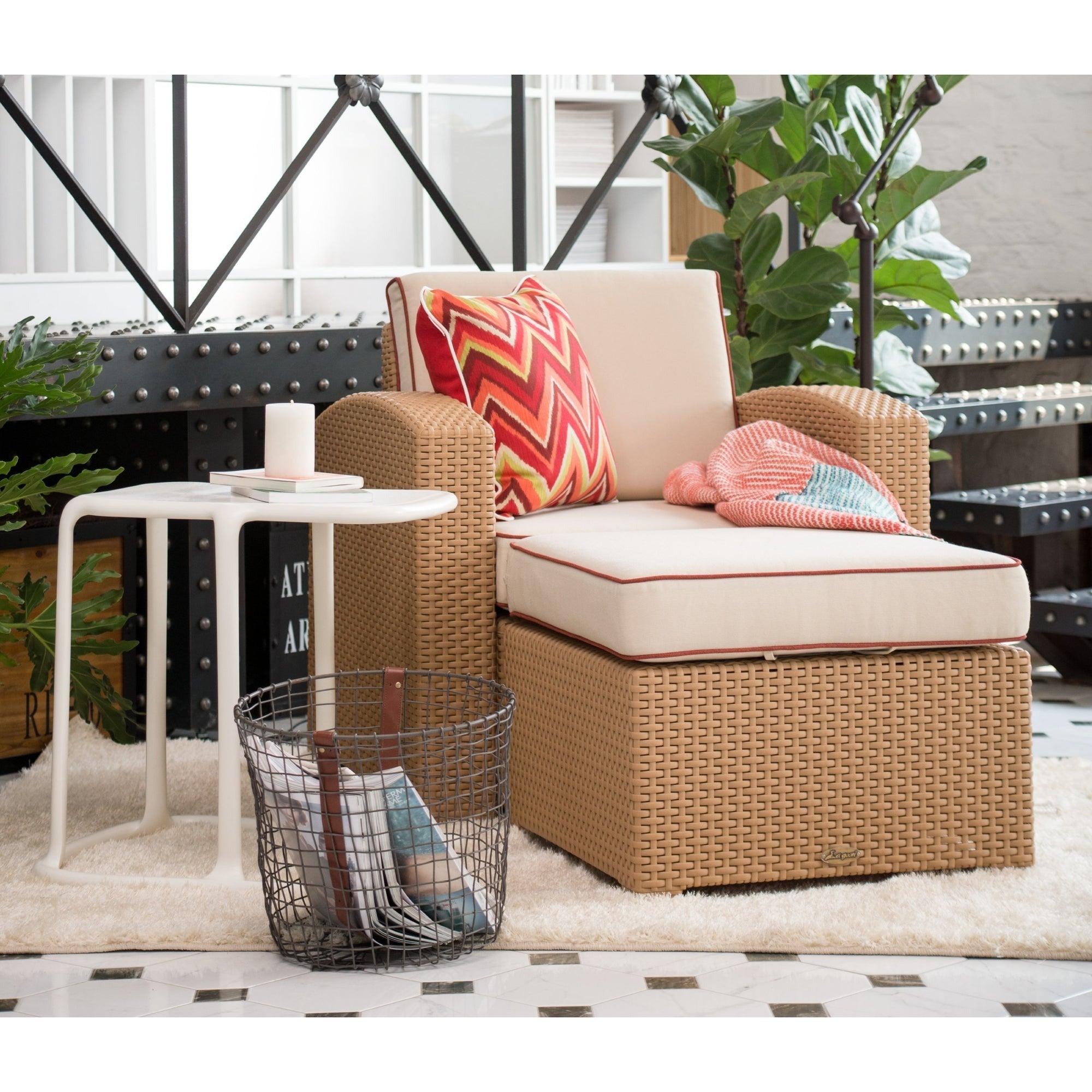 Lagoon, Magnolia 7023CC, Sillón individual, Sillón de rattan, Sillón para exterior, Sillón apto para exterior, Sillón de jardín, Rattan sintético, Cojín resistente a la intemperie, Mobiliario de terraza, Estilo contemporáneo, Comodidad exterior.