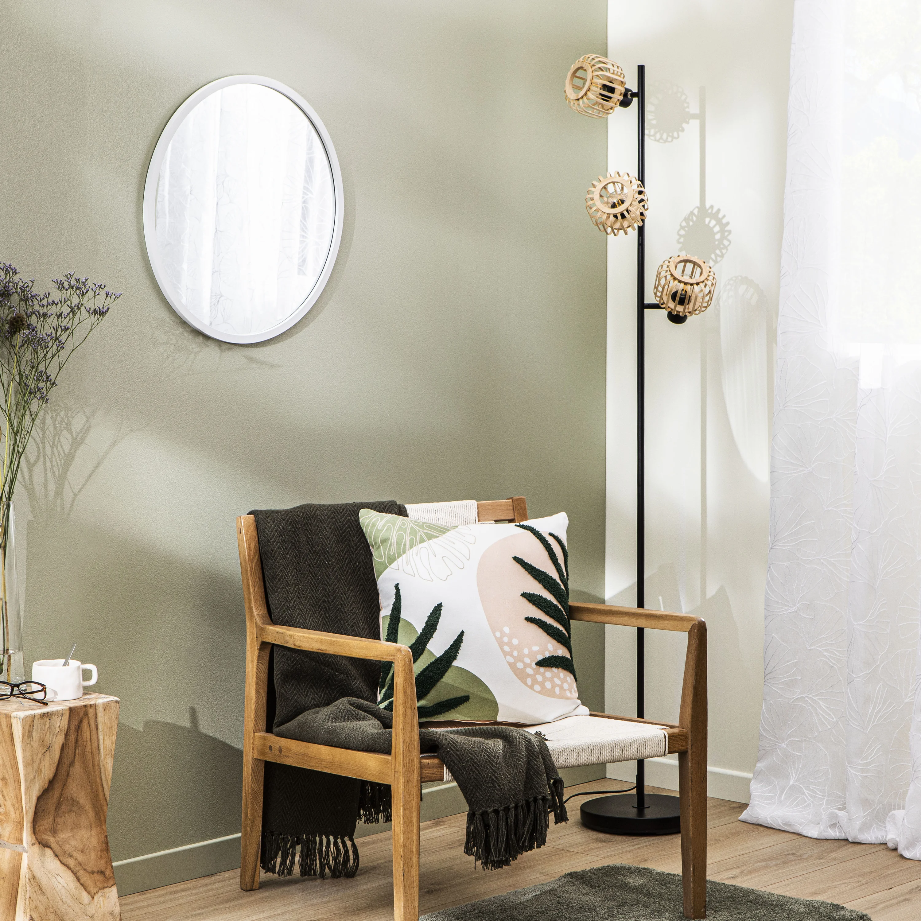 Naterial Espejo Circular 52 x 52 cm Enmarcado, Modelo Inspire Nodal