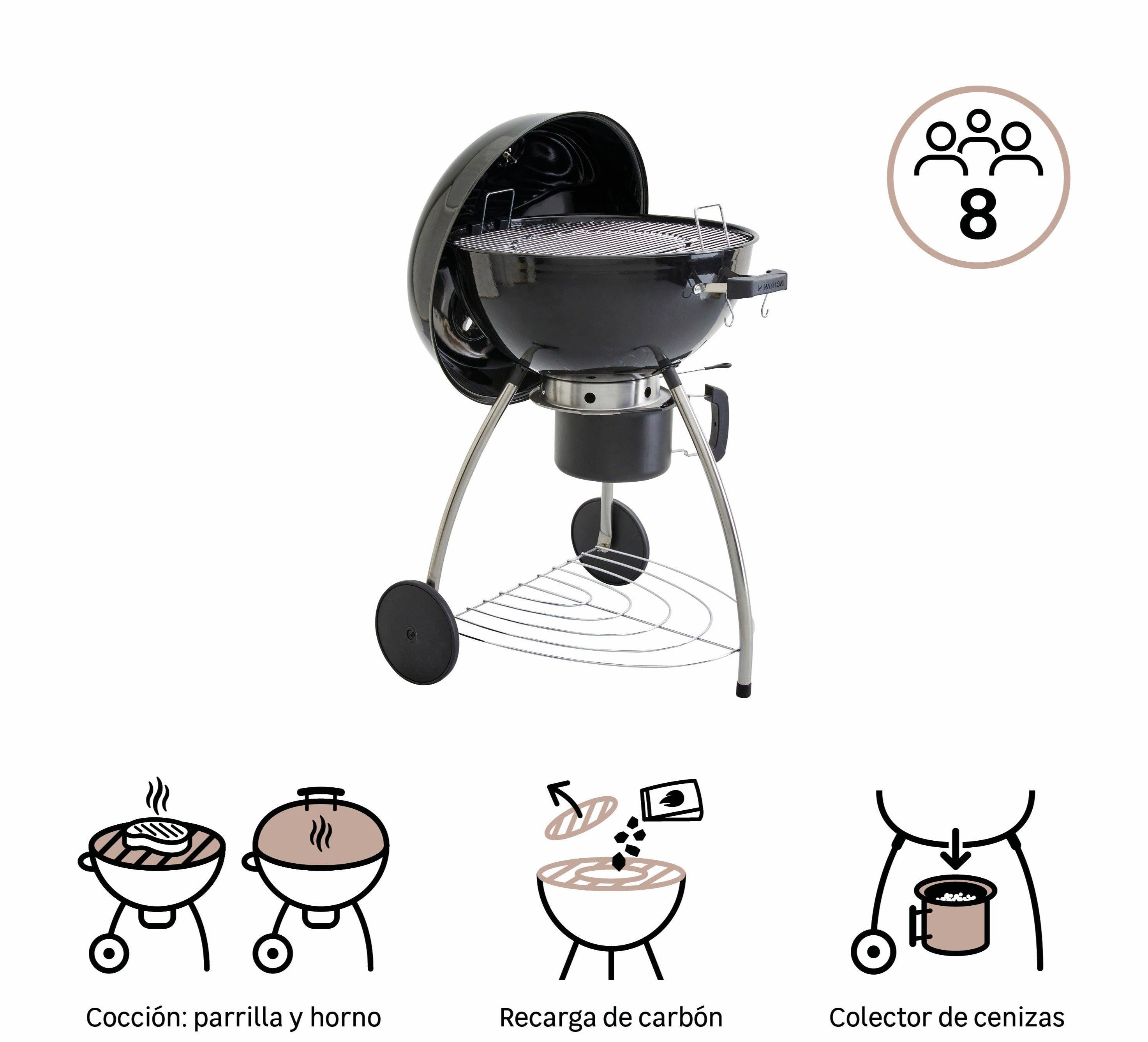 Naterial Asador Portatil de Carbón 1 Rejilla, Modelo Phoenix Beta II - LuzDeco