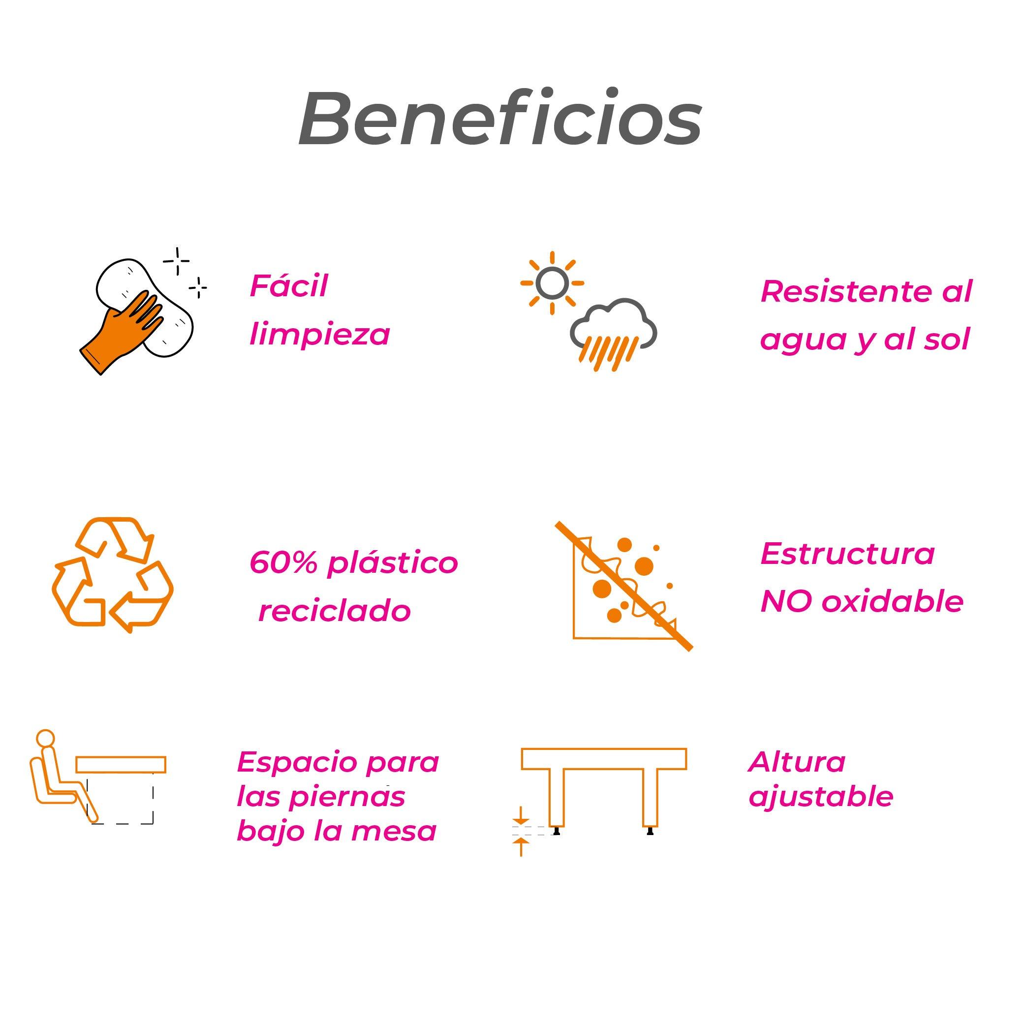 Naterial Mesa de Comedor Tipo Ratán Apta para Exterior, Modelo Noa - LuzDeco