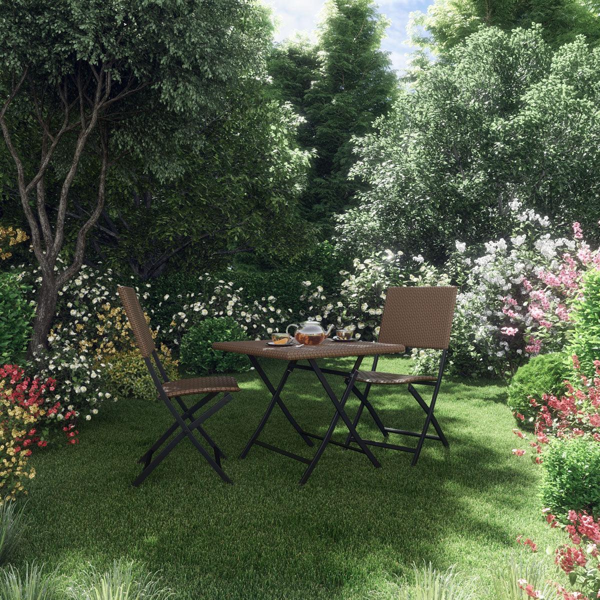 Naterial Set de 2 Sillas Tipo Ratán con Estructura de Aluminio Plegable Apta para Exterior, Modelo Zena Bistro - LuzDeco