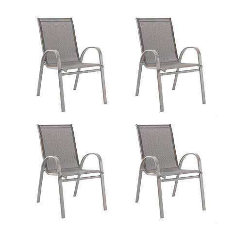 Naterial Set de 4 Sillas de Jardín de Textileno y Acero Apta para Exterior, Modelo Alma