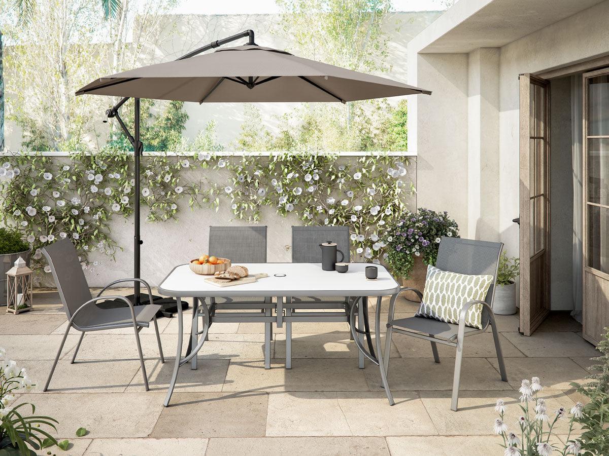 Naterial Set de 4 Sillas de Jardín de Textileno y Acero Apta para Exterior, Modelo Alma - LuzDeco