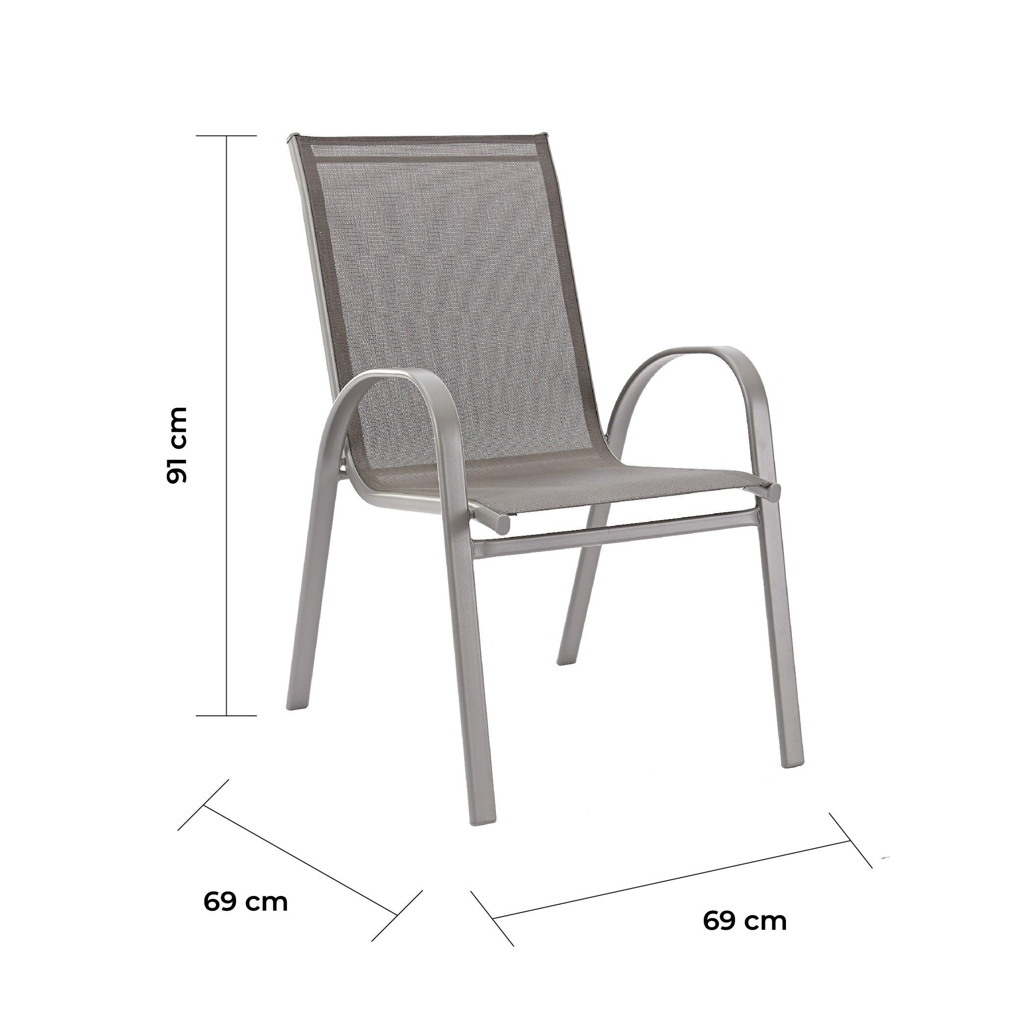 Naterial Set de 4 Sillas de Jardín de Textileno y Acero Apta para Exterior, Modelo Alma - LuzDeco