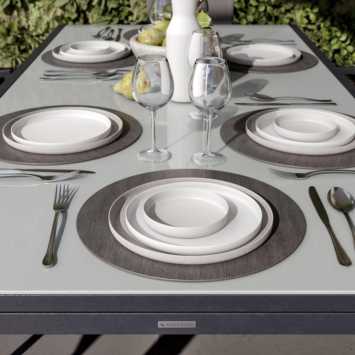 Naterial Set de 4 Sillas de Textileno y Aluminio con Descansabrazos Apta para Exterior, Modelo Orion Alpha II - LuzDeco