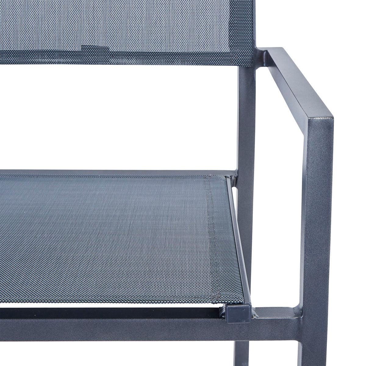 Naterial Set de 4 Sillas de Textileno y Aluminio con Descansabrazos Apta para Exterior, Modelo Orion Alpha II - LuzDeco