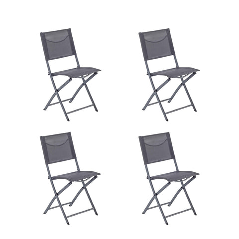 Naterial Set de 4 Sillas Plegables de Acero Apta para Exterior, Modelo Emys