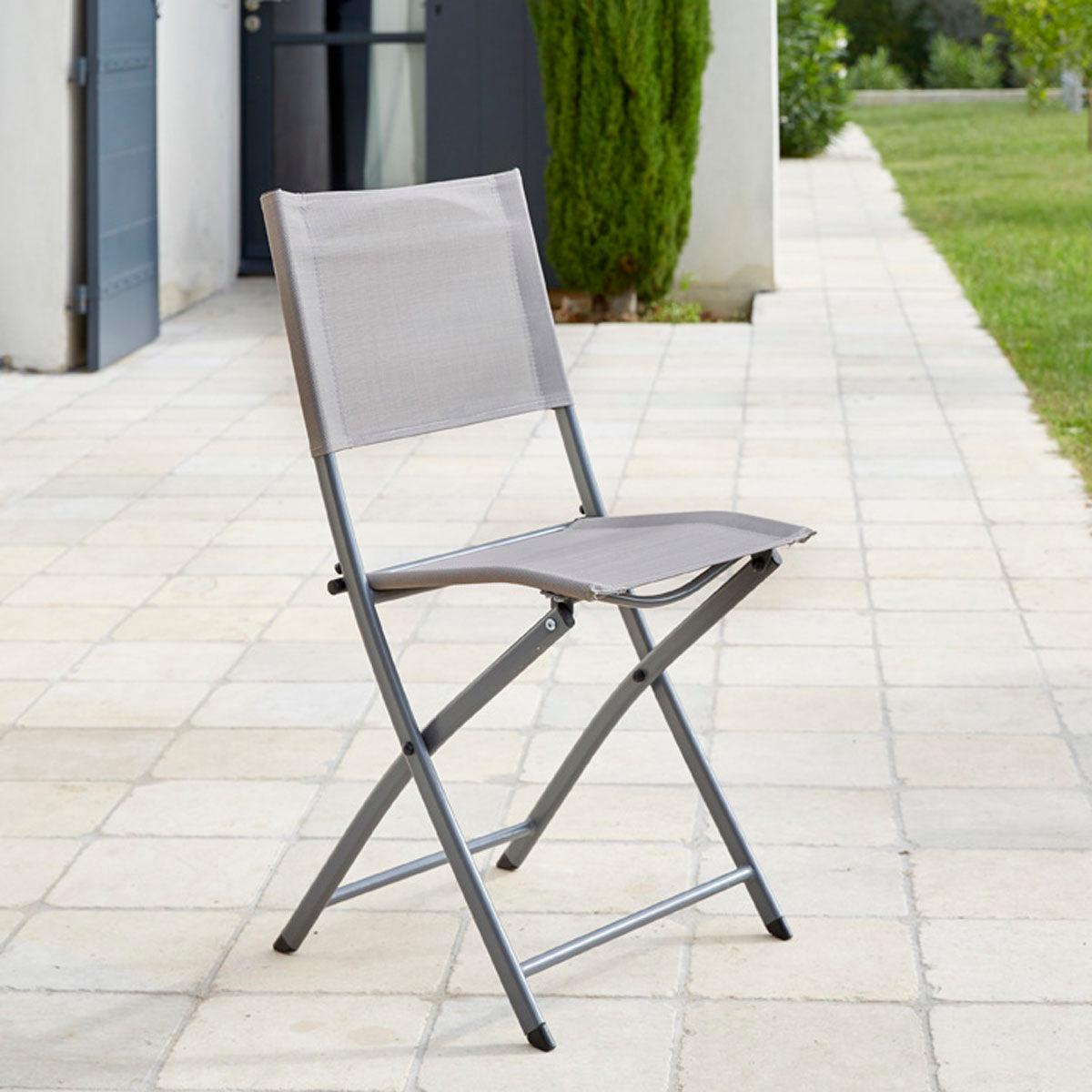 Naterial Set de 4 Sillas Plegables de Acero Apta para Exterior, Modelo Emys - LuzDeco