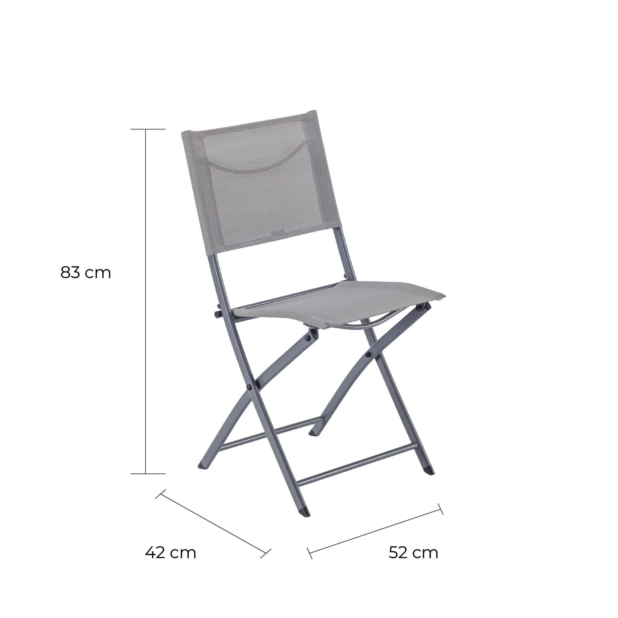 Naterial Set de 4 Sillas Plegables de Acero Apta para Exterior, Modelo Emys - LuzDeco