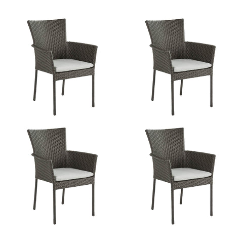 Naterial Set de 4 Sillas Tipo Ratán con Cojín y Descansabrazos Apta para Exterior, Modelo Noa