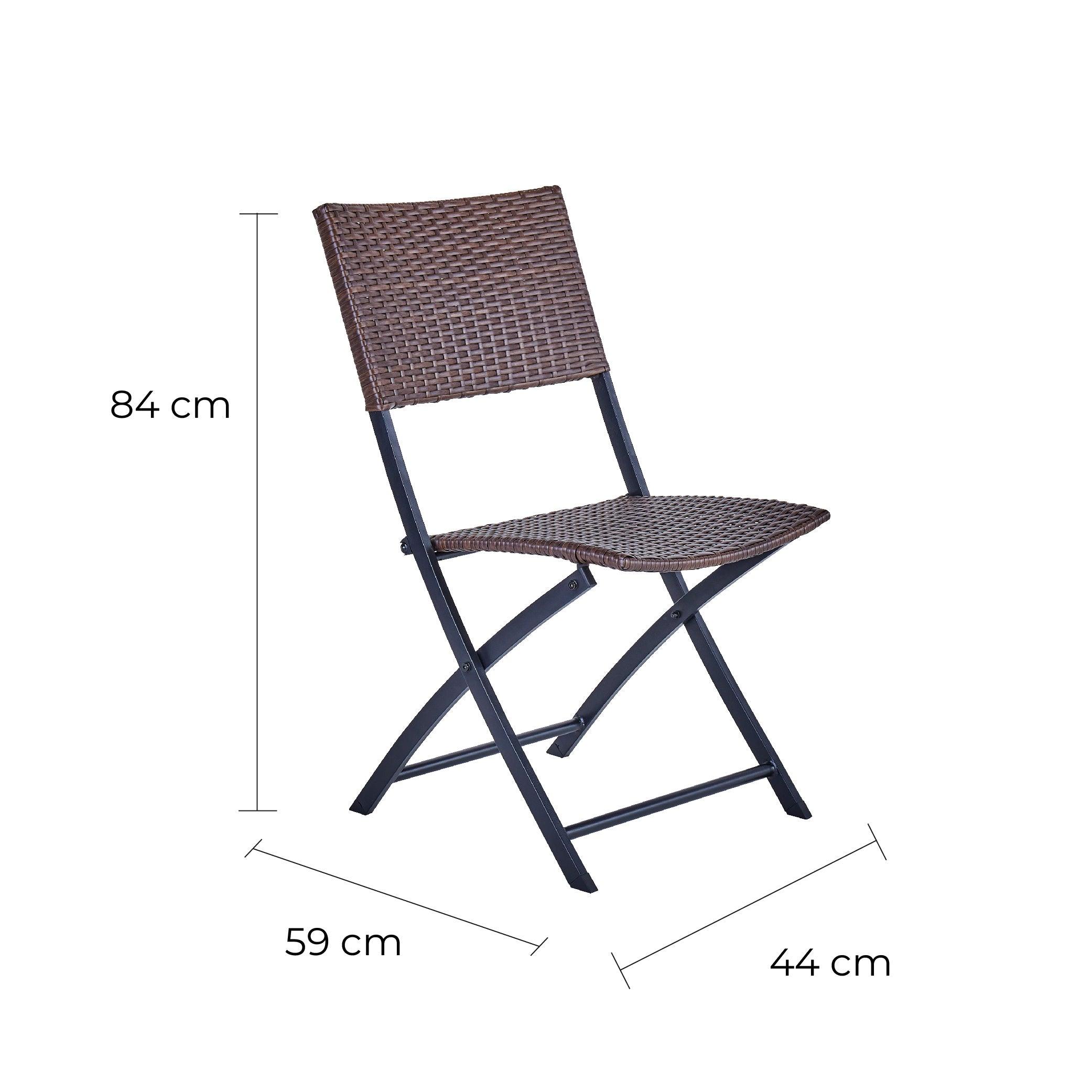 Naterial Set de 4 Sillas Tipo Ratán con Estructura de Aluminio Plegable Apta para Exterior, Modelo Zena Bistro - LuzDeco