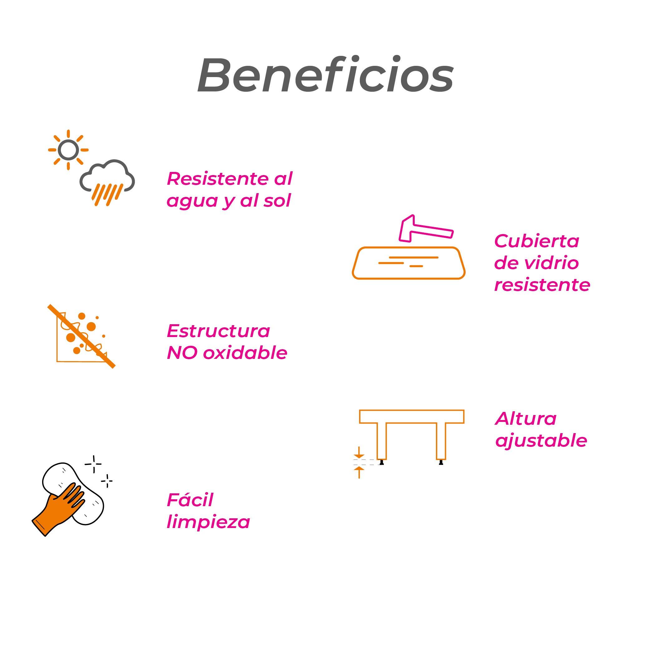 Naterial Set de Comedor: Mesa + 6 Silla de Textileno y Aluminio con Descansabrazos Apta para Exterior, Modelo Mesa Lyra II+ Sillas Orion Alpha II - LuzDeco