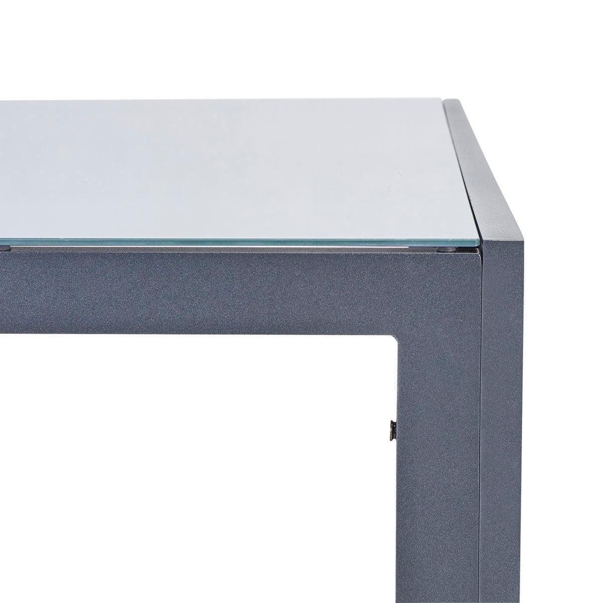 Naterial Set de Comedor: Mesa + 6 Silla de Textileno y Aluminio con Descansabrazos Apta para Exterior, Modelo Mesa Lyra II+ Sillas Orion Alpha II - LuzDeco