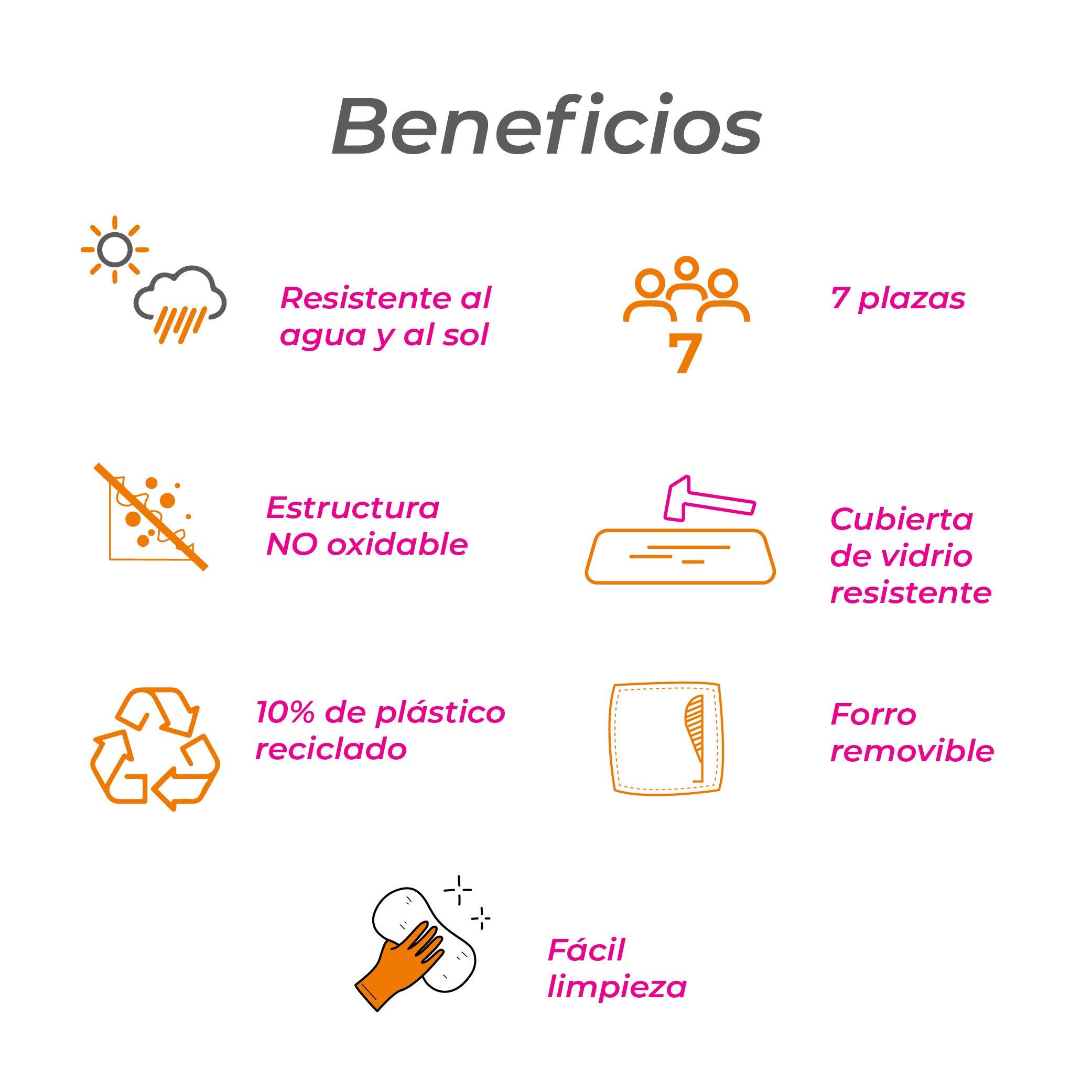 Naterial Set de Muebles de Jardín: Sofá Esquinero + 2 Taburetes + Mesa de Aluminio para Exterior, Modelo Odyssea - LuzDeco