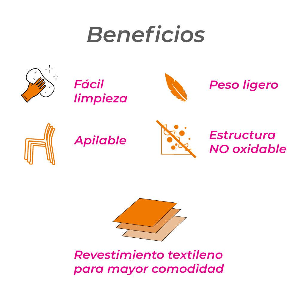 Naterial Silla de Textileno y Aluminio con Descansabrazos Apta para Exterior, Modelo Orion Alpha II - LuzDeco