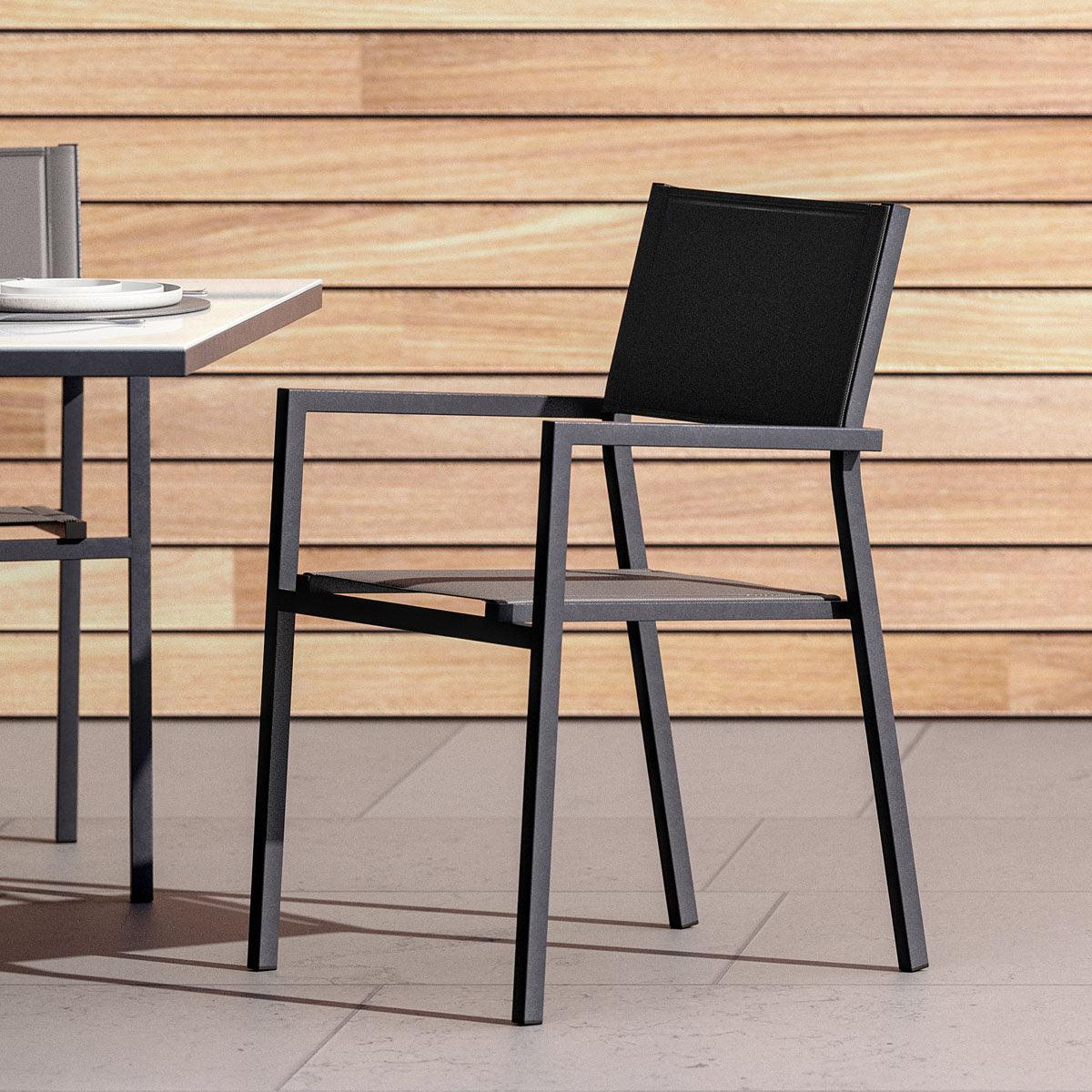 Naterial Silla de Textileno y Aluminio con Descansabrazos Apta para Exterior, Modelo Orion Alpha II - LuzDeco