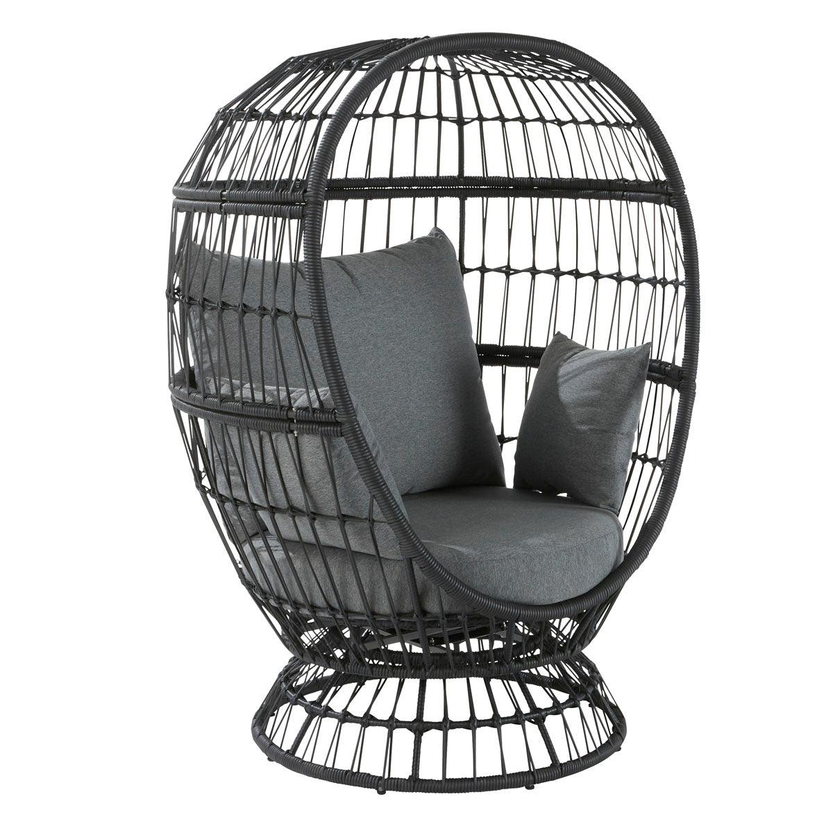 Naterial Silla / Sillón Tipo Ratán con Cojines Aptos para Exterior, Modelo Juno - LuzDeco