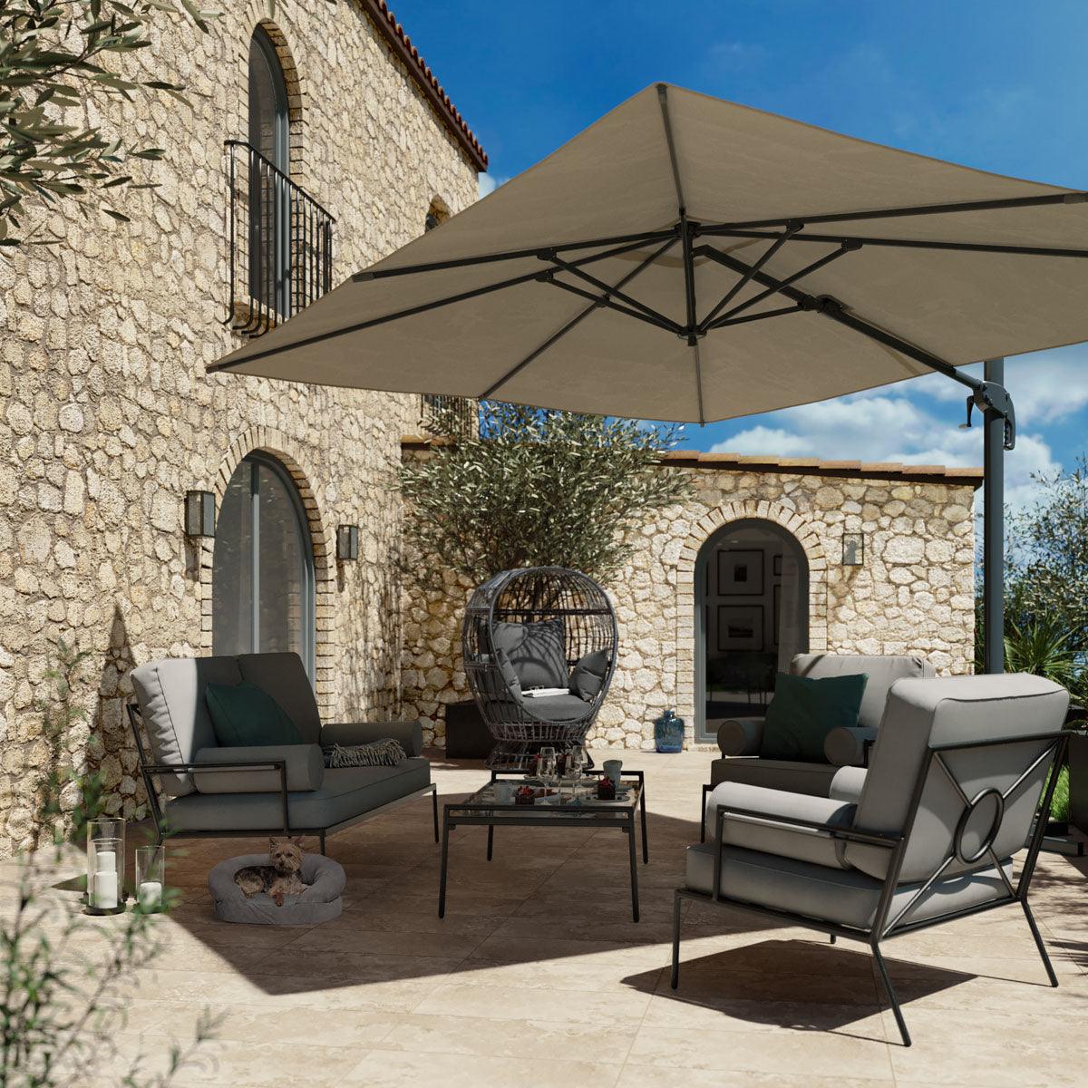 Naterial Silla / Sillón Tipo Ratán con Cojines Aptos para Exterior, Modelo Juno - LuzDeco