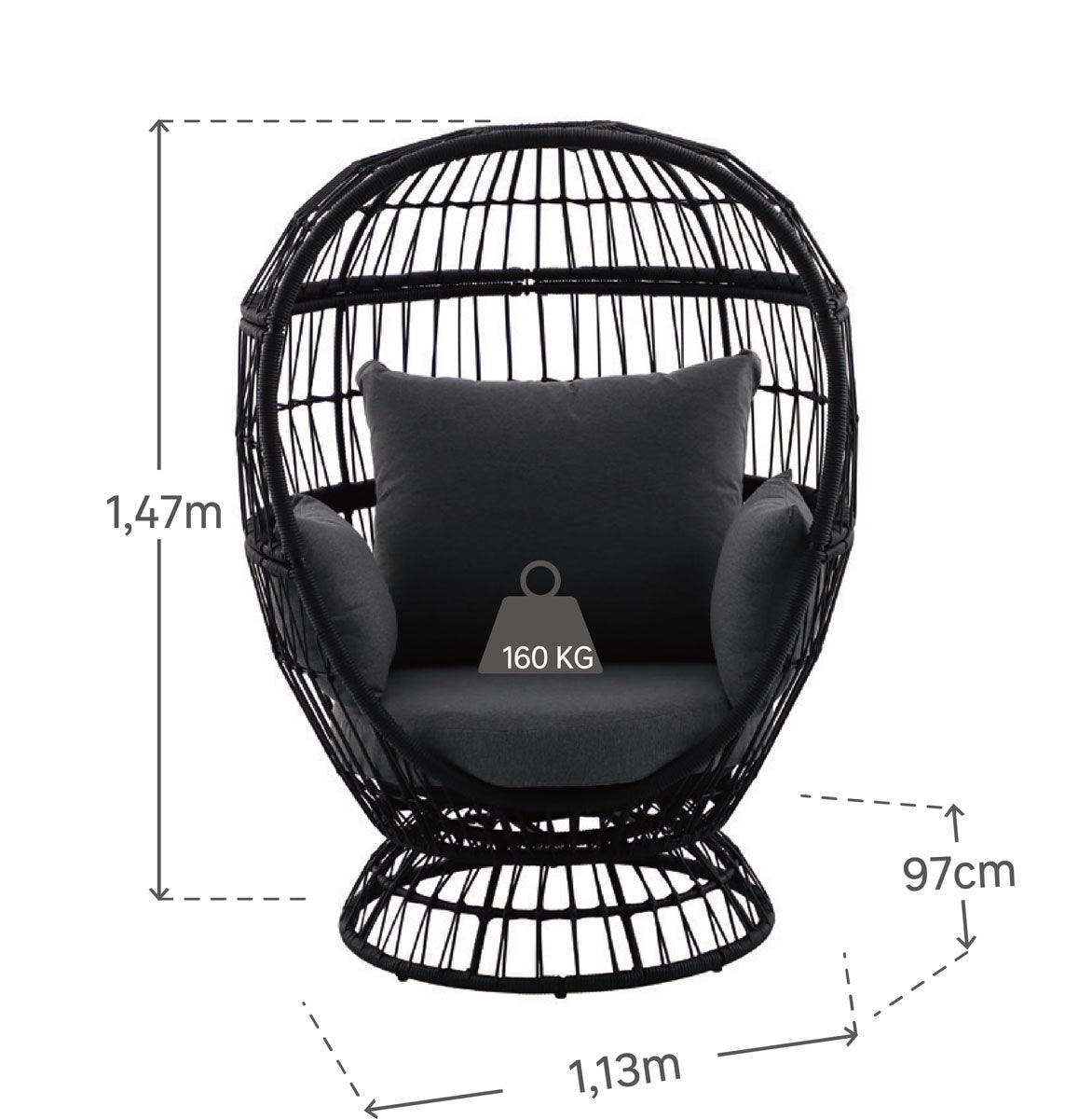 Naterial Silla / Sillón Tipo Ratán con Cojines Aptos para Exterior, Modelo Juno - LuzDeco