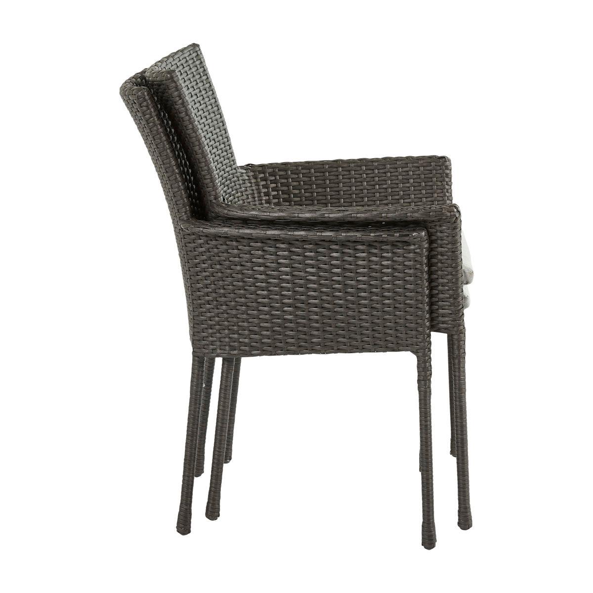 Naterial Silla Tipo Ratán con Cojín y Descansabrazos Apta para Exterior, Modelo Noa - LuzDeco
