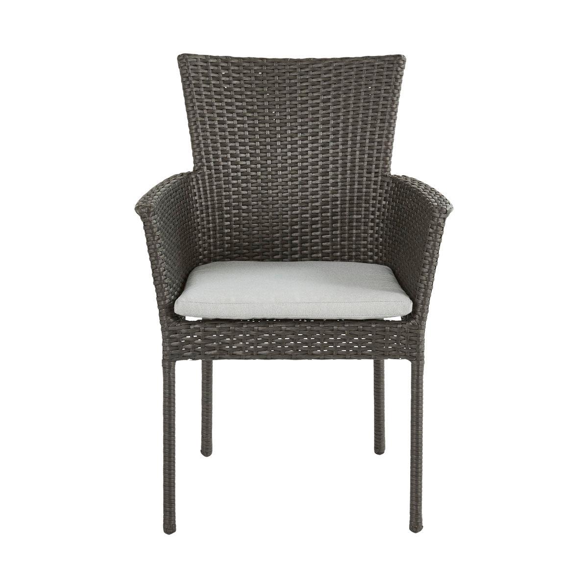Naterial Silla Tipo Ratán con Cojín y Descansabrazos Apta para Exterior, Modelo Noa - LuzDeco
