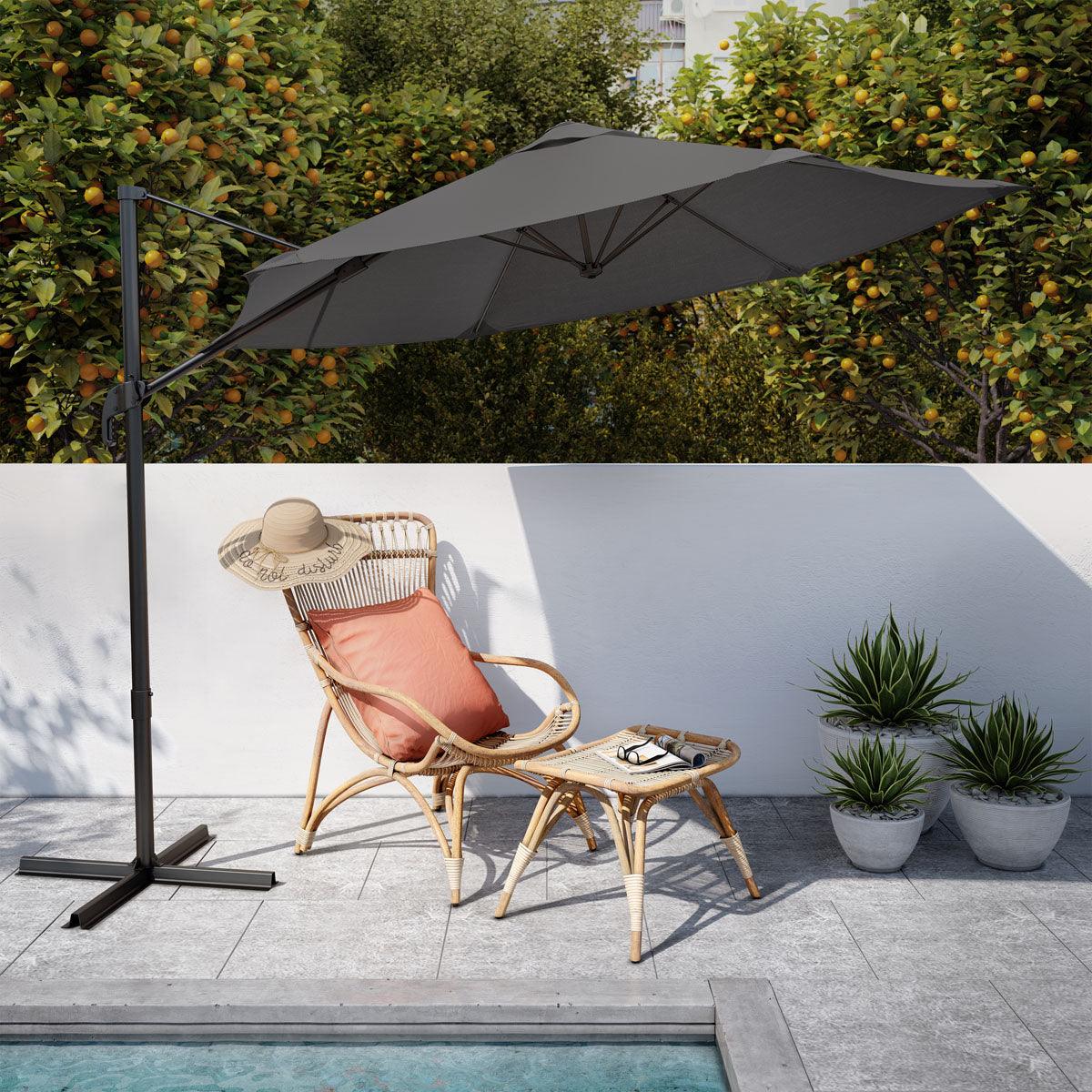 Naterial Sombrilla para Jardín Hexagonal con Brazo Lateral, Modelo Avea - LuzDeco