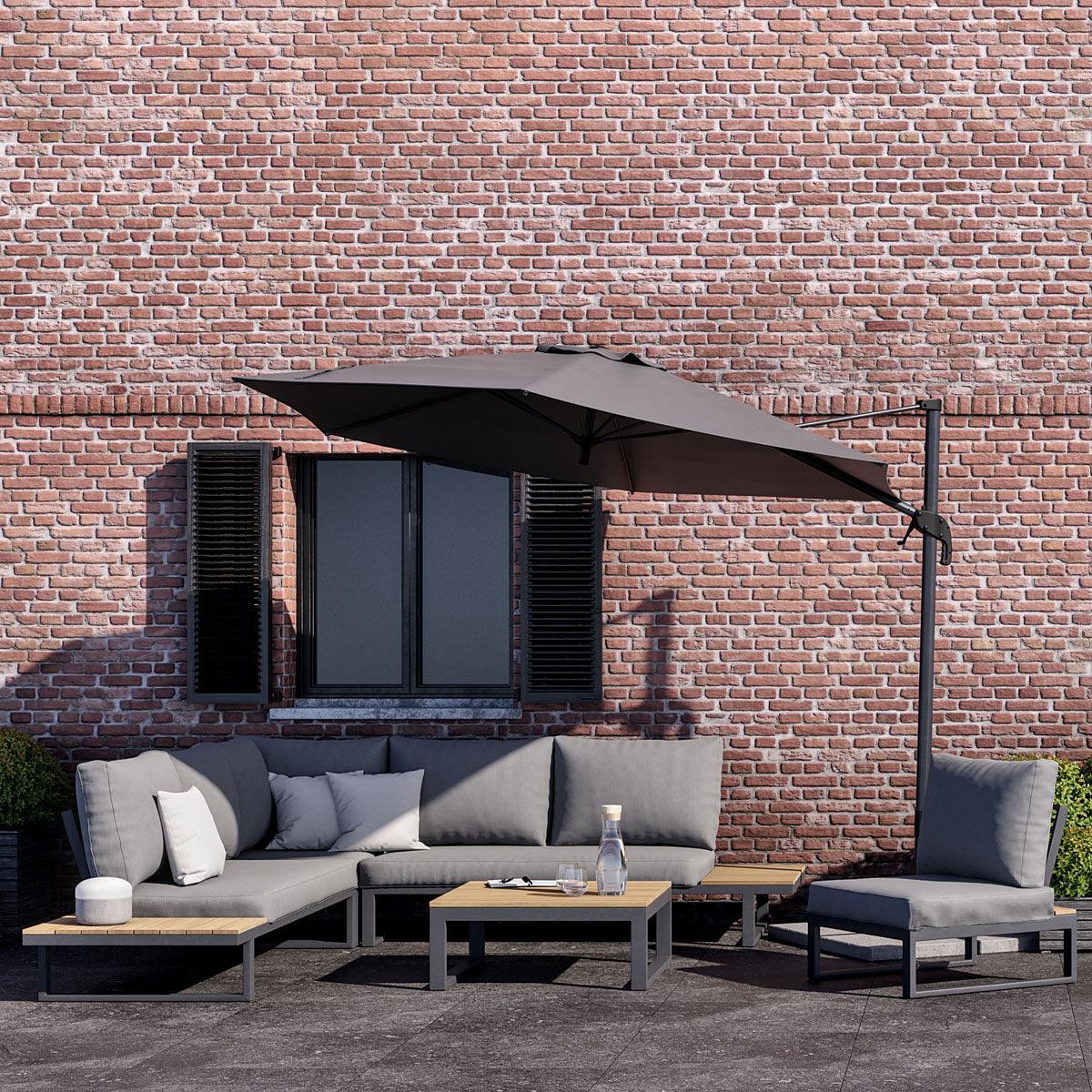 Naterial Sombrilla para Jardín Hexagonal con Brazo Lateral, Modelo Avea - LuzDeco