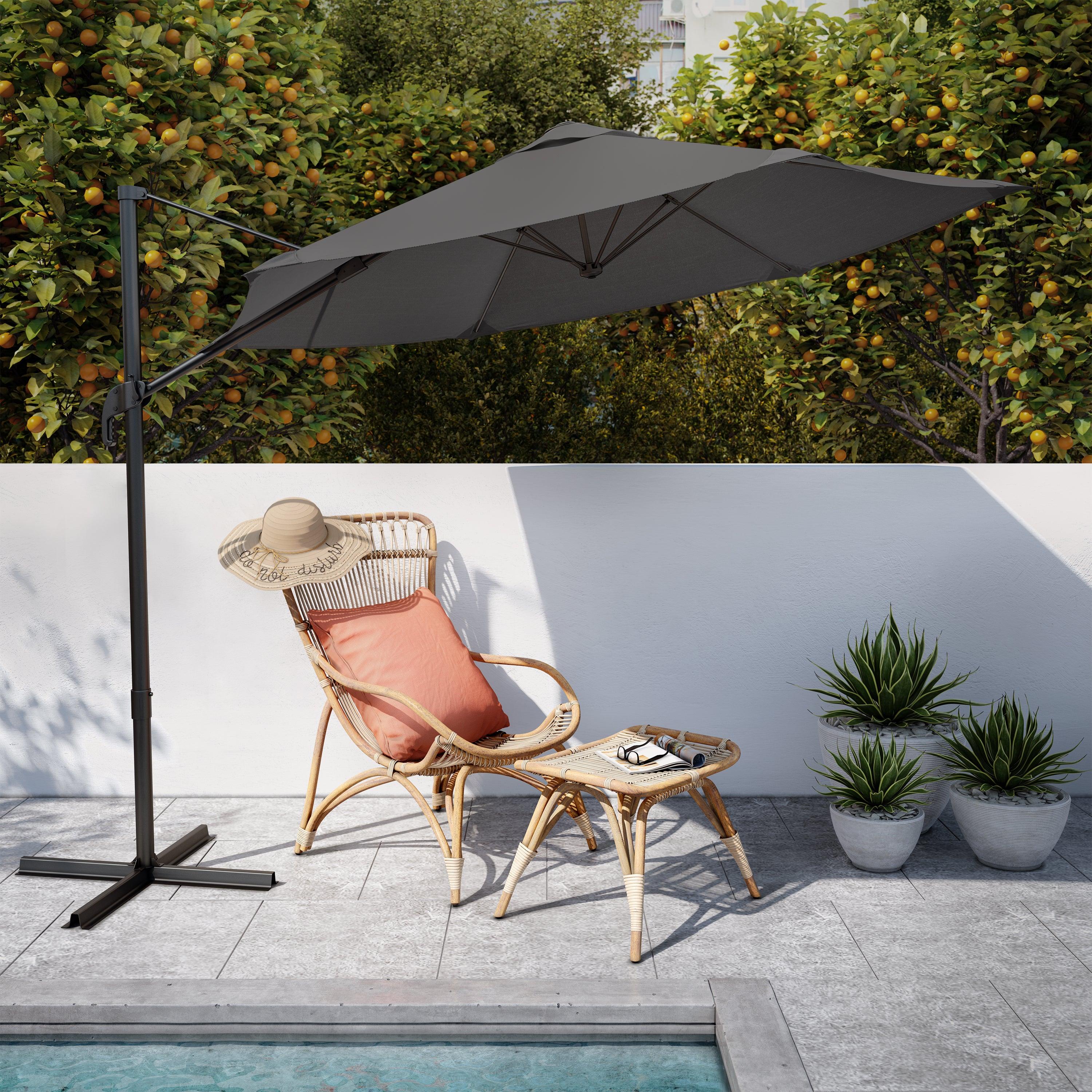 Naterial Sombrilla para Jardín Hexagonal con Brazo Lateral, Modelo Avea - LuzDeco