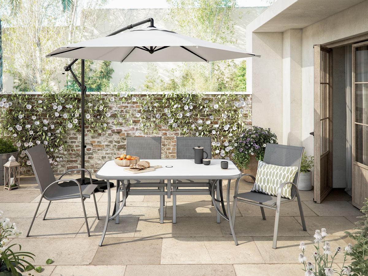 Naterial Sombrilla para Jardín Hexagonal con Brazo Lateral, Modelo Taupe - LuzDeco