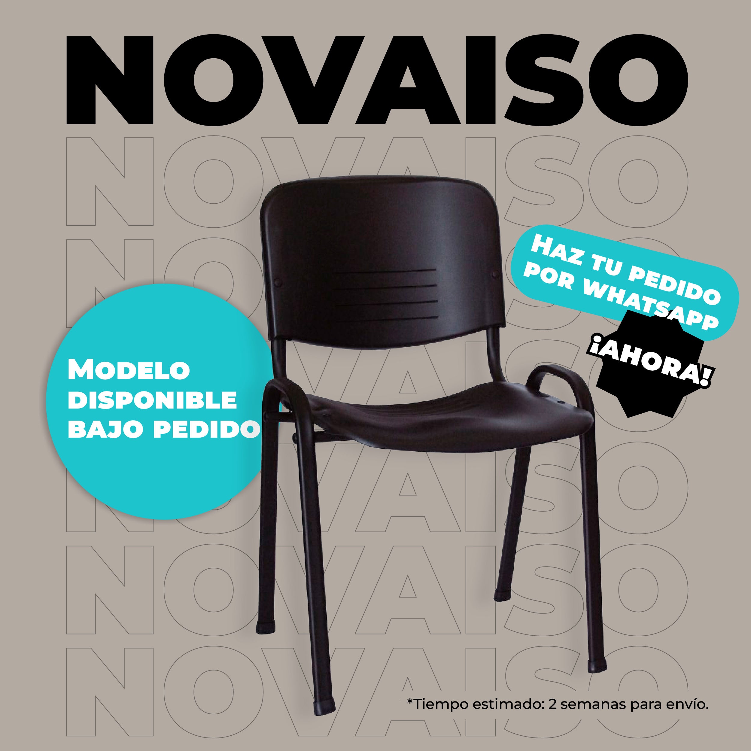 Offiho Silla de Oficina Ergonómica para Visita con Estructura de Acero, Modelo NOVAISOSINBRAZOS