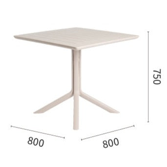 Lagoon Mesa de Comedor Cuadrada de Polipropileno con Protección UV, Resistente a Exteriores, Modelo Venice 7155