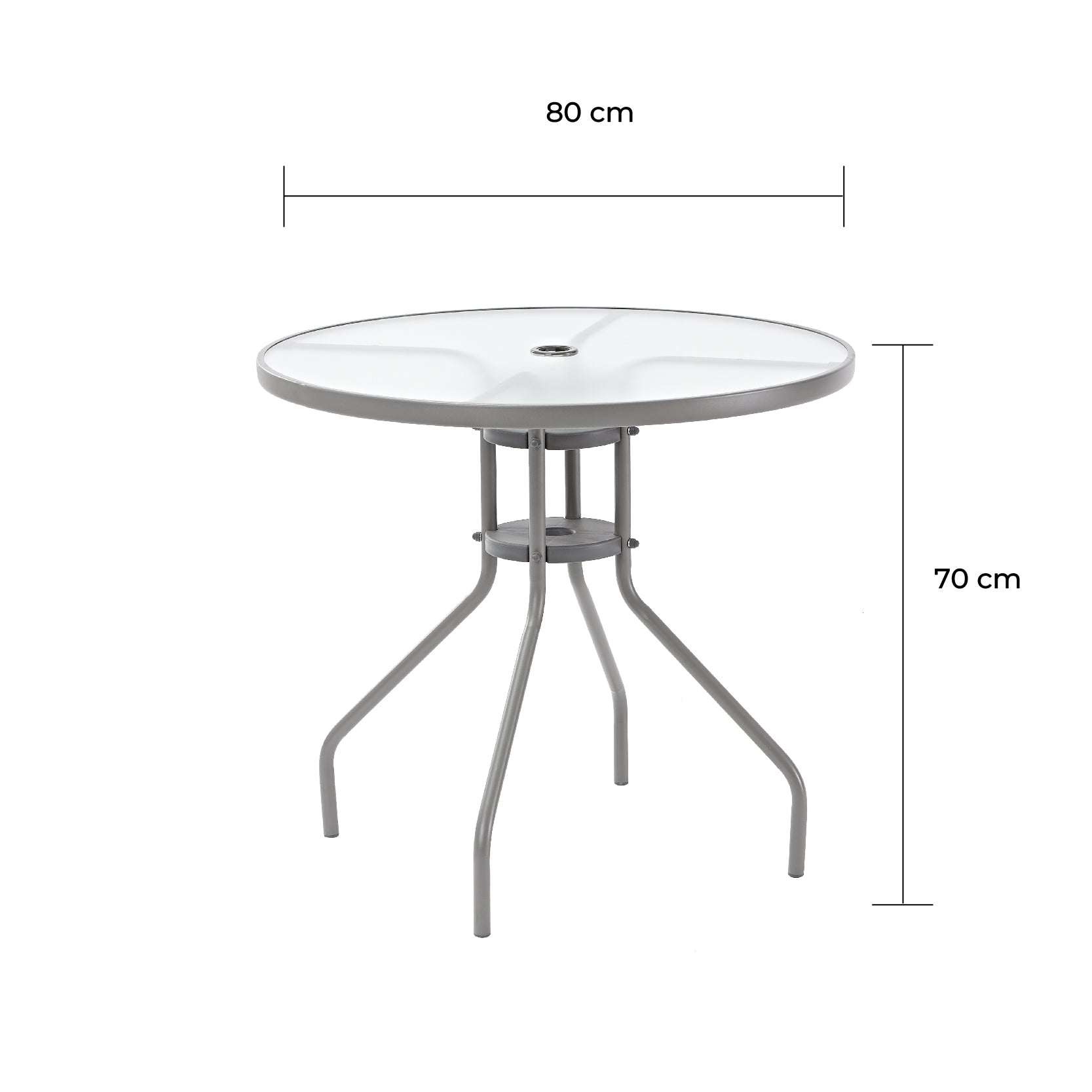 Naterial Mesa De Comedor Acero con Cristal Apta para Exterior, Modelo Elías